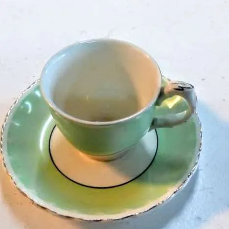 TAZA DE CAFÉ C/PLATITO  VERDE PORCELANA INGLESA GRINDLEY  