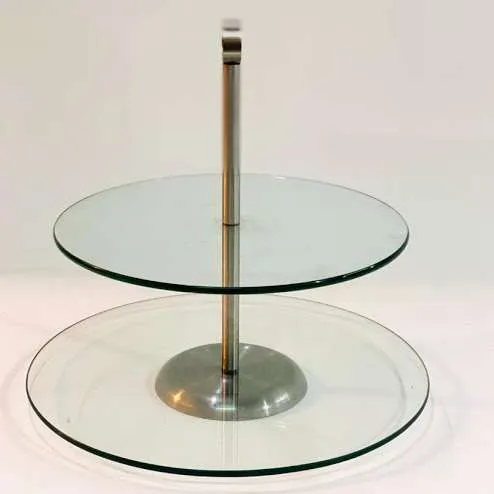 PORTA MASAS 2 PISOS CRISTAL diam 30 /25 cm Alt.30 cm