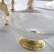 CENTRO CRISTAL BOHEM "2" CON BASE METAL DORADO 22 CM