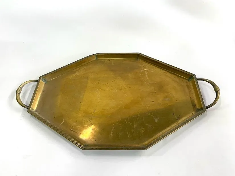 BANDEJA BRONCE OCTAGONAL CON ASAS "BBH55"  55 X 30 CM