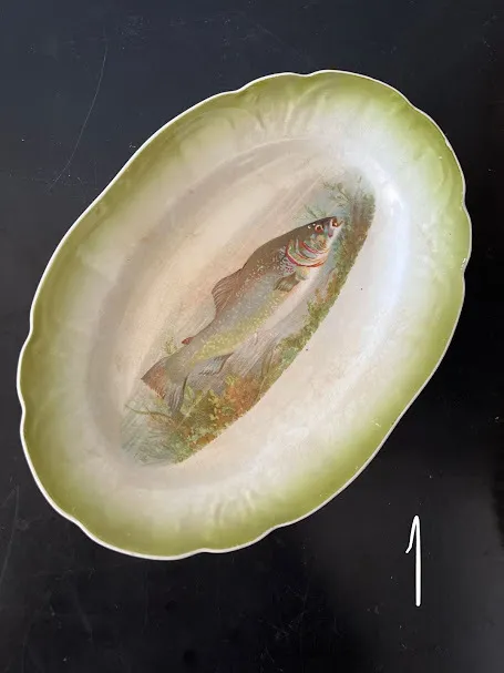 FUENTE OVAL PARA PESCADO VERDE  "HOLLAND" 33X 23 CM