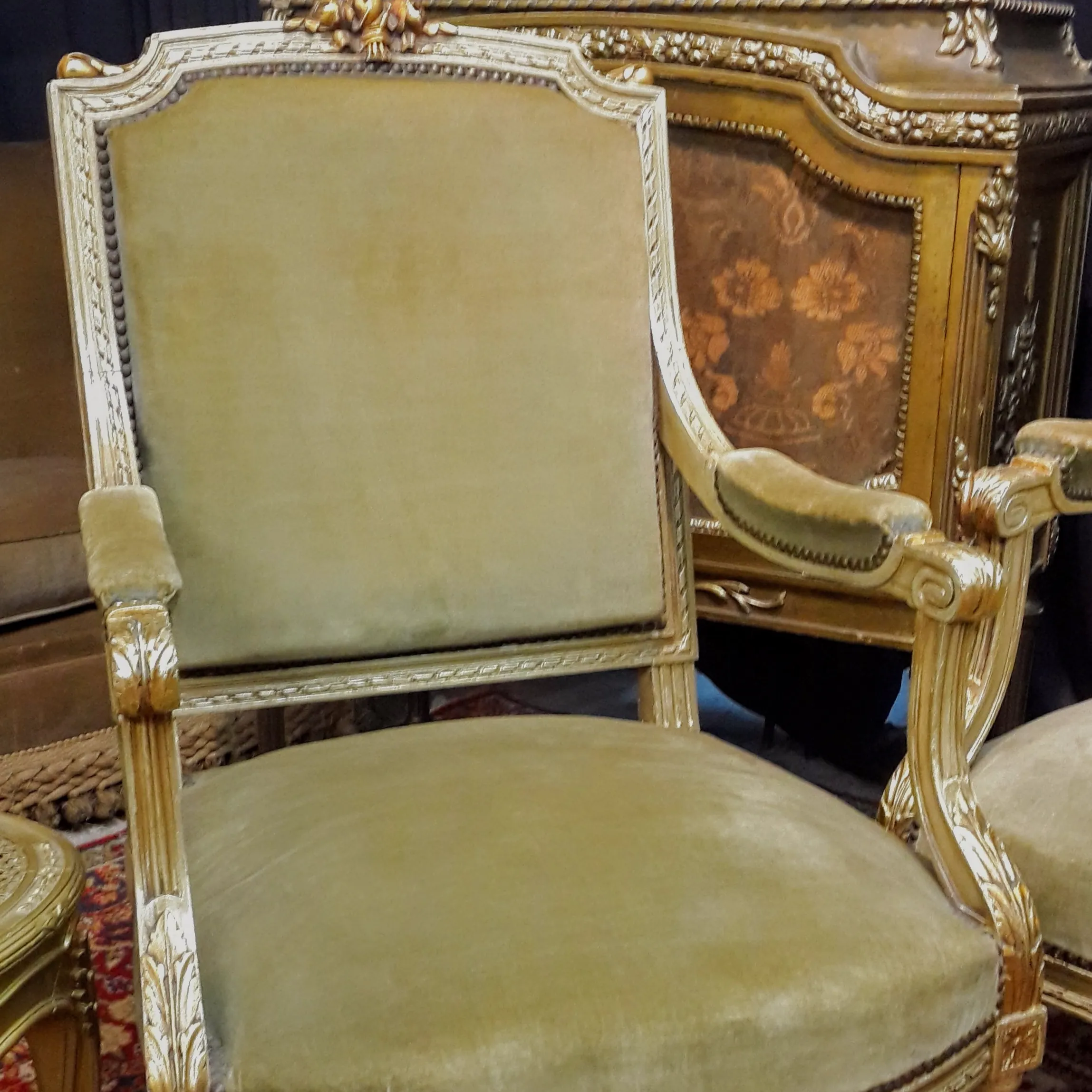 SILLON FRANCES 1 CUERPO - BIARRITZ -PANA VERDE SECO --Med. alto total 1 mt ,asiento 40 cm, Ancho 50 x 50 cm