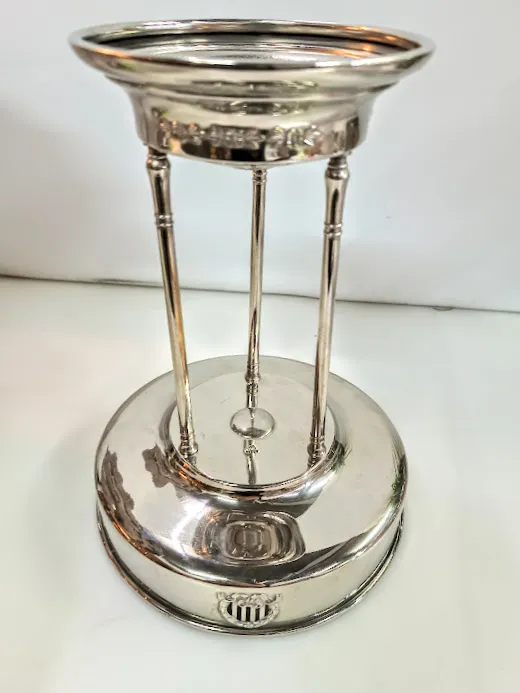 CENTRO PLATA ANTIQUE  " 3 COLUMNAS " Diam 18 CM X ALT 25 CM