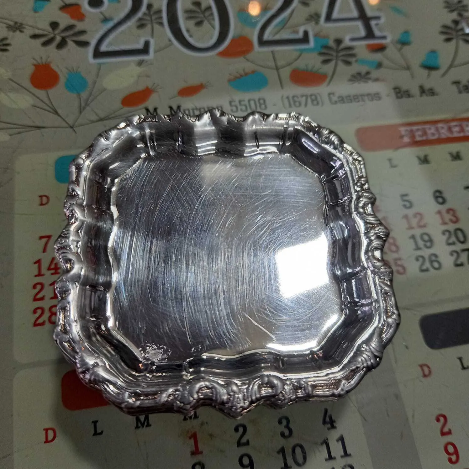 Mini bandeja rectangular De Plata  6 x 6 cm