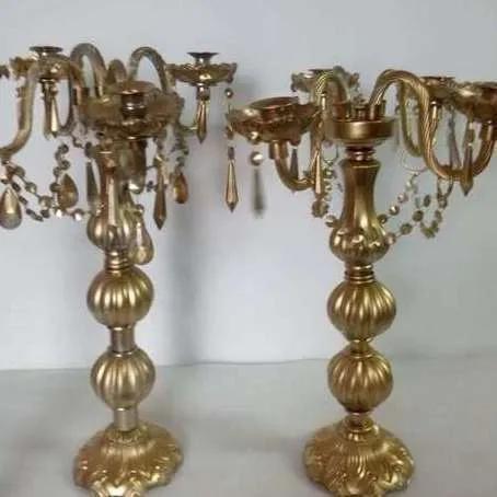 CANDELABRO CRISTAL ORO 4 VELAS-60 CM 