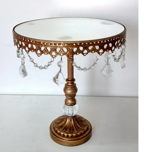 PIE DE TORTA  ORO CON CAIRELES  REDONDA ALTA diam.26 cmx 30 (CO026)