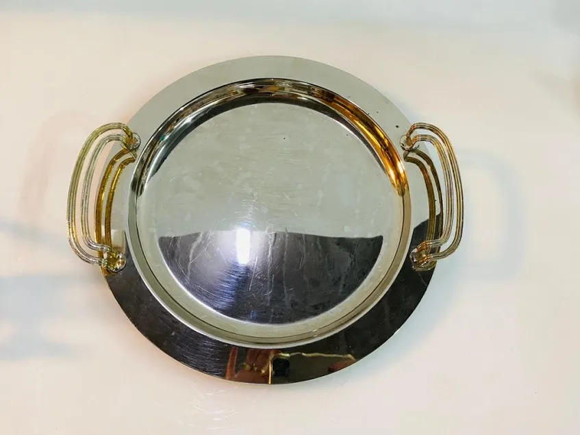 BANDEJA METAL CON ASAS DOBLES - "BMAD" Diam.30 cm 