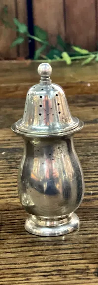 SALERO DE PLATA ANTIQUE BOMBE  "SPA02" -11 CM