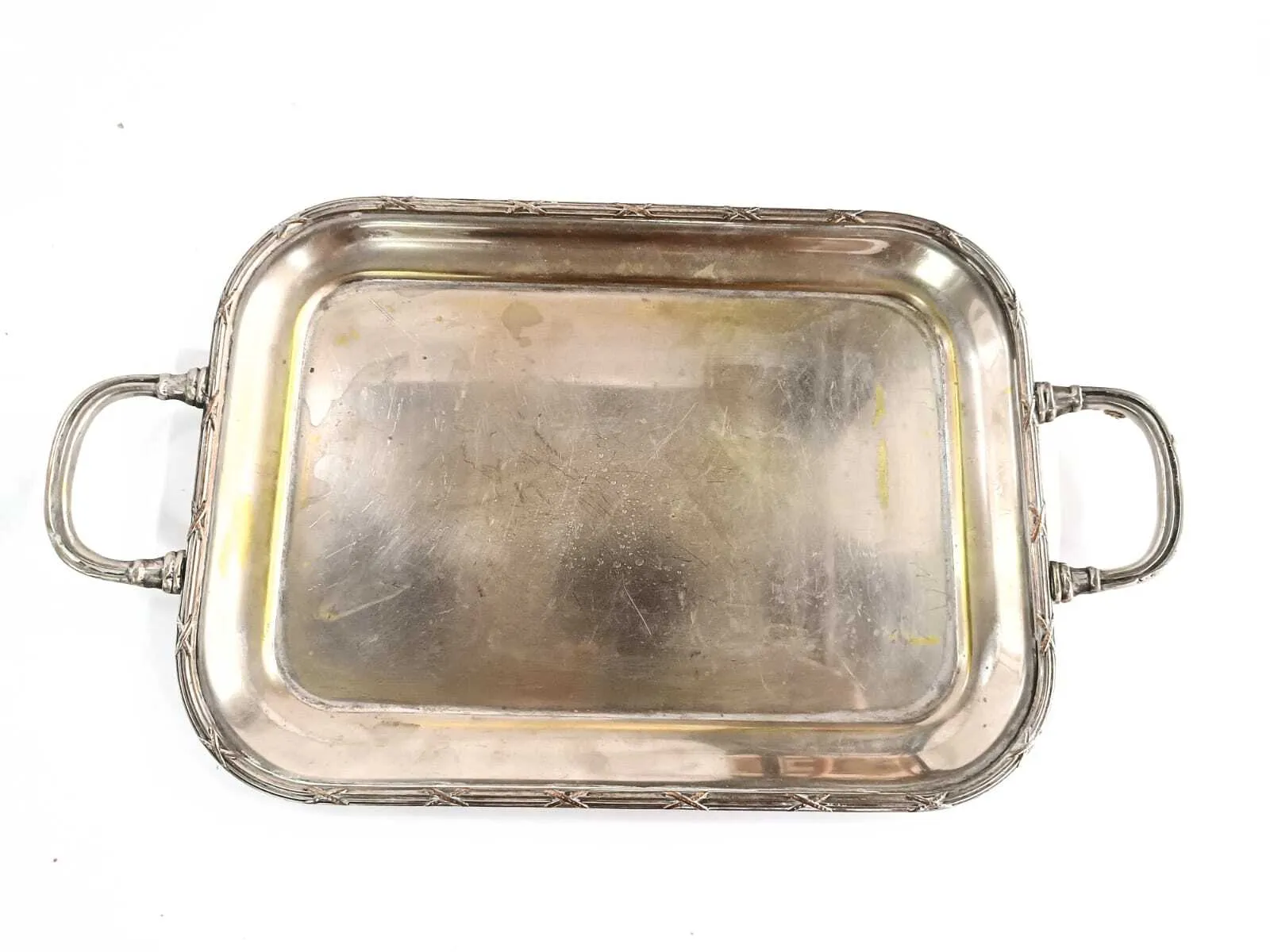 BANDEJA RECTANGULAR PLATA ANTIQUE  " BPR 04 " - 33 X 23 CM