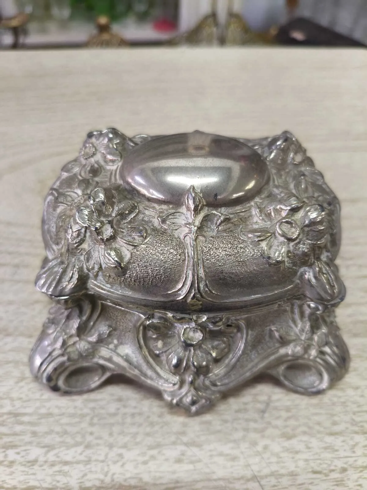 ALAHJERO DE PLATA ANTIQUE Art Nouveau  12 X 9 CM 