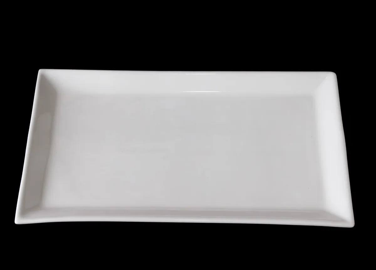 BANDEJA RECTANGULAR CERÁMICA BLANCA 20 X 15 CM