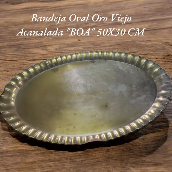 BANDEJA OVAL ORO VIEJO ACANALADA  "BOA"  50 X 30 CM