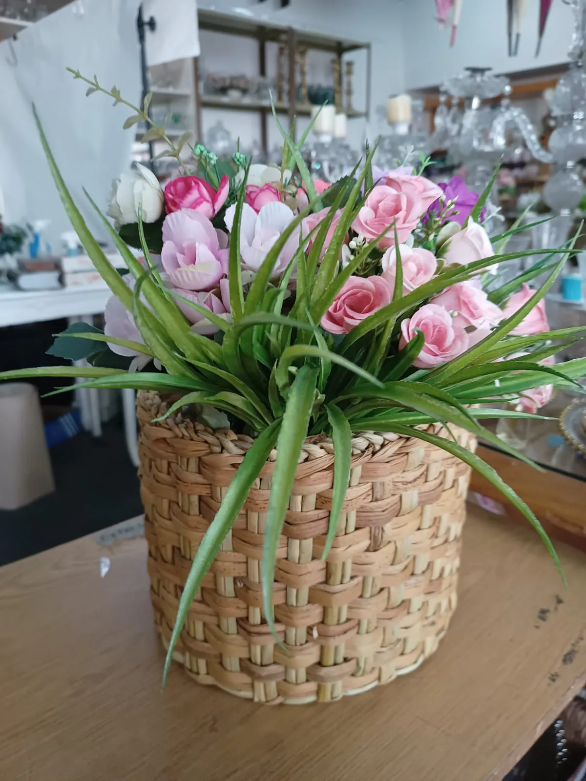 CANASTA DE  MIMBRE  REDONDA "CAMINO"  Diam.23 X 28 cm Alt