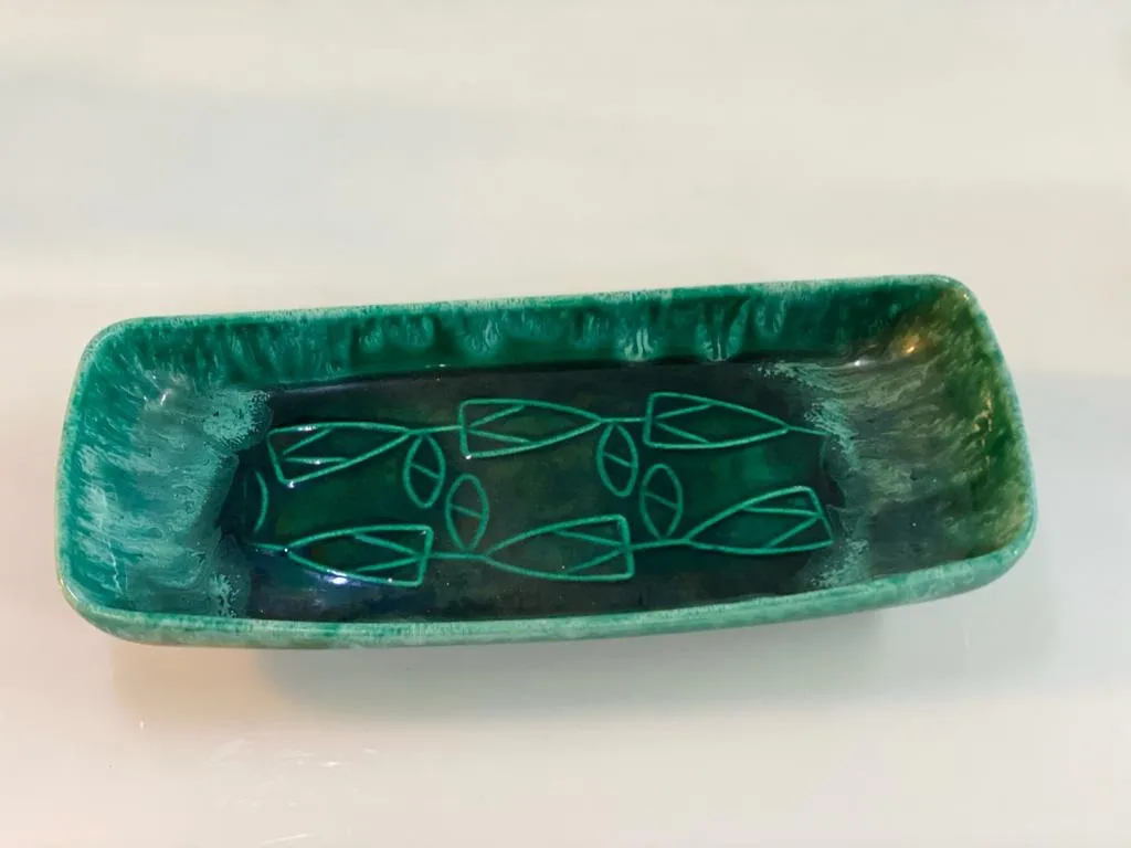 FUENTE RECTANGULAR CERAMICA VERDE 32X14 CM