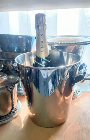 FRAPERA METAL PLATEADO  "DI ROMA" boca 20 , alt.22 cm