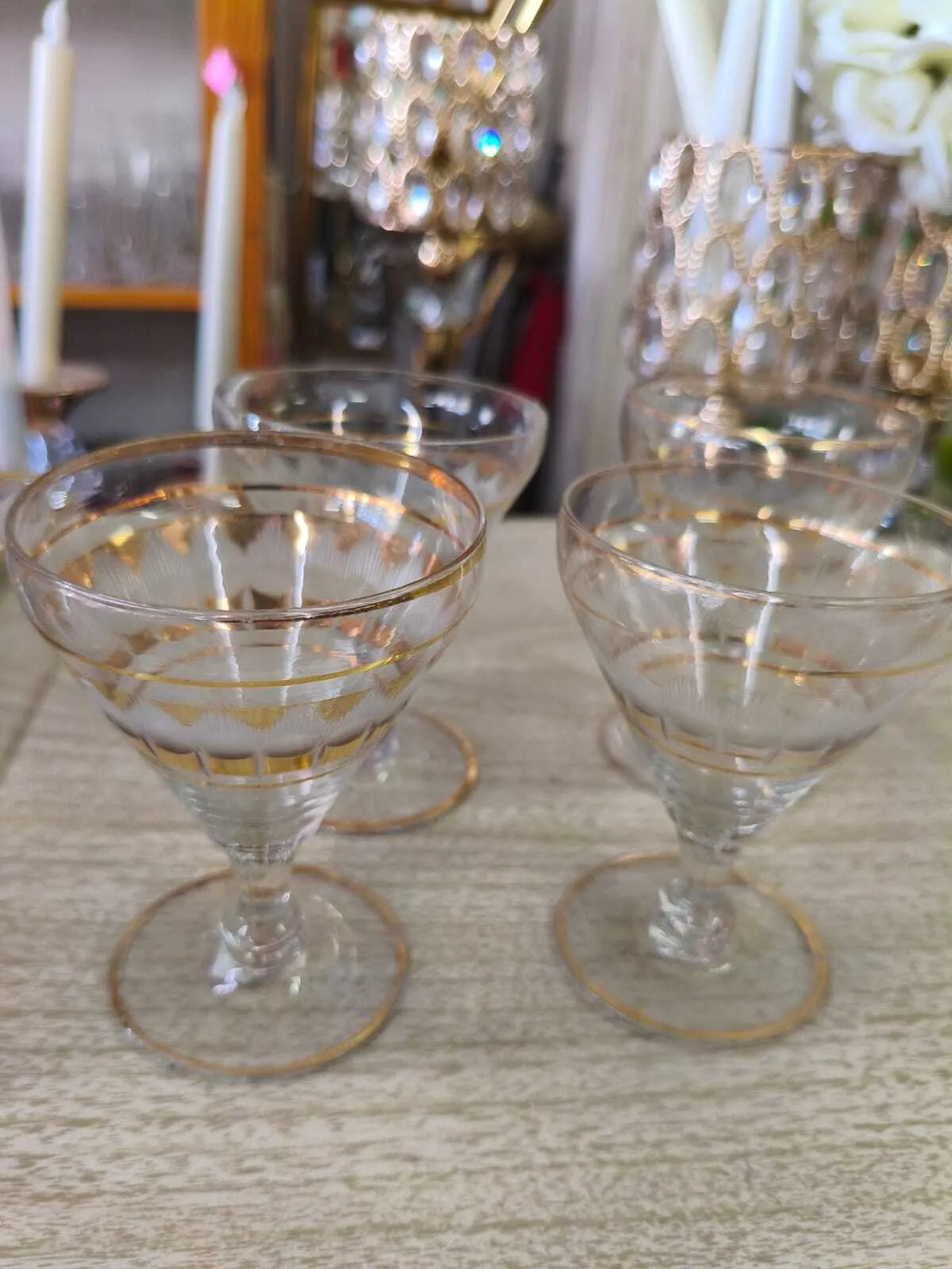 COPA DE CRISTAL  ORO ANTIQUI CONICA 