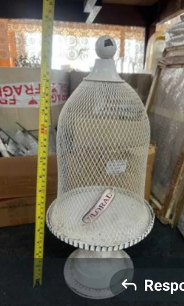 Jaula enrejada Floral  Diam  20 cm Alto 43 cm