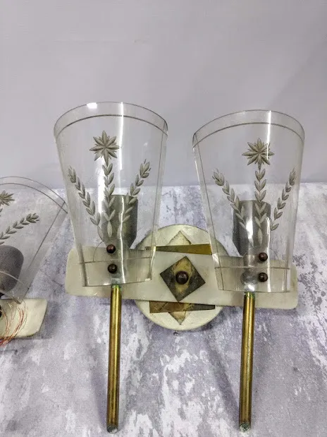 APLIQUE DE LUZ  VINTAGE  BRONCE Y CRISTAL "ESPIGAS" 