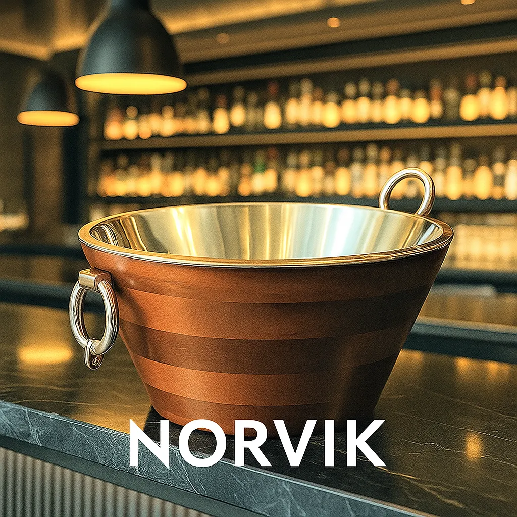 CHAMPAGNERAA ACERO Y MADERA " NORVIK"  DIAM. 45 X 25  CM ALT. 