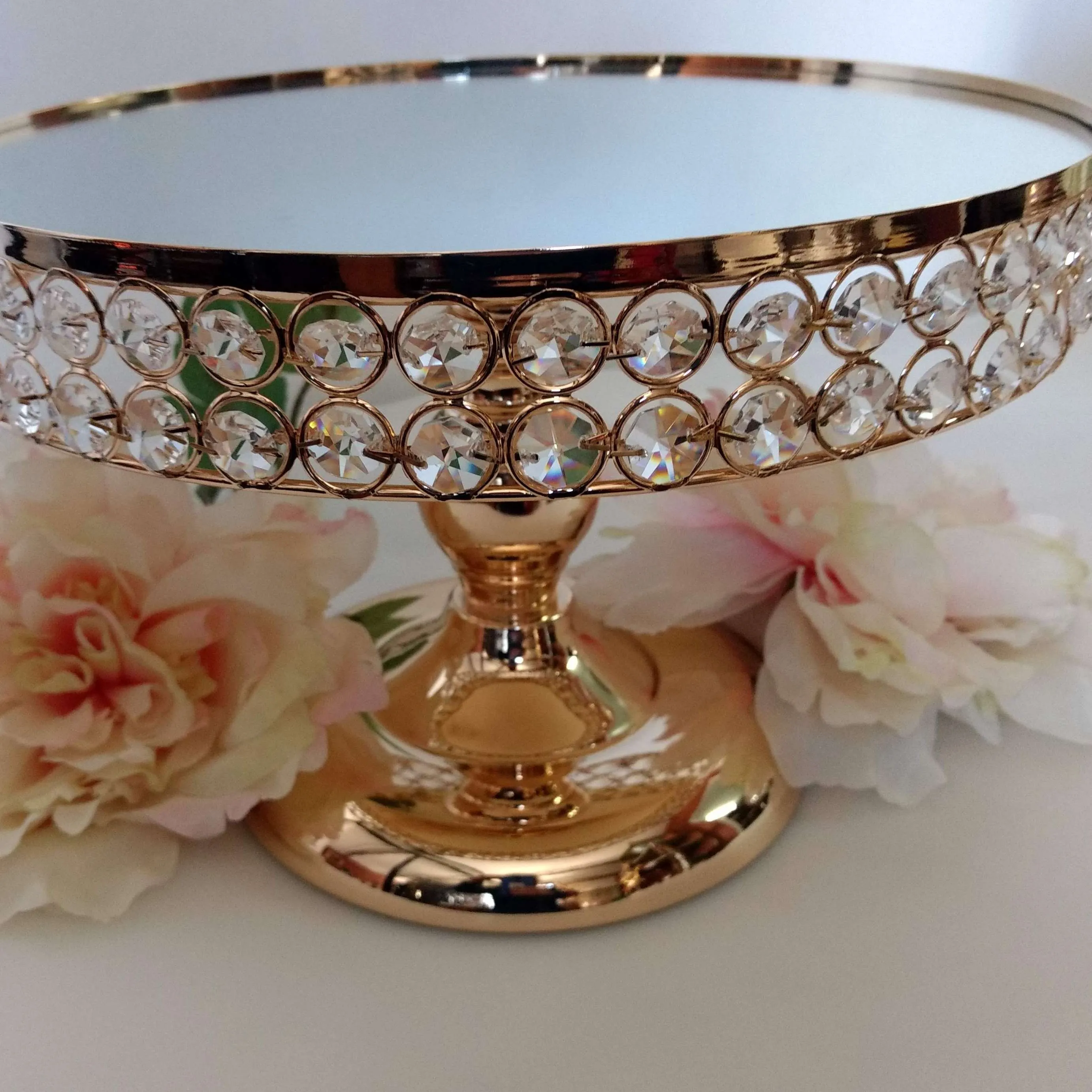 PIE DE TORTA ORO CON STRASS - 30 cm alt. 20 cm (CS005)