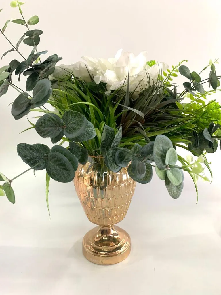 FLORERO  CRISTAL ORO ROSA LABRADA 