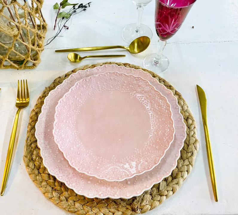 PLATO ENTRADA  PUNTILLA ROSA 20 cm