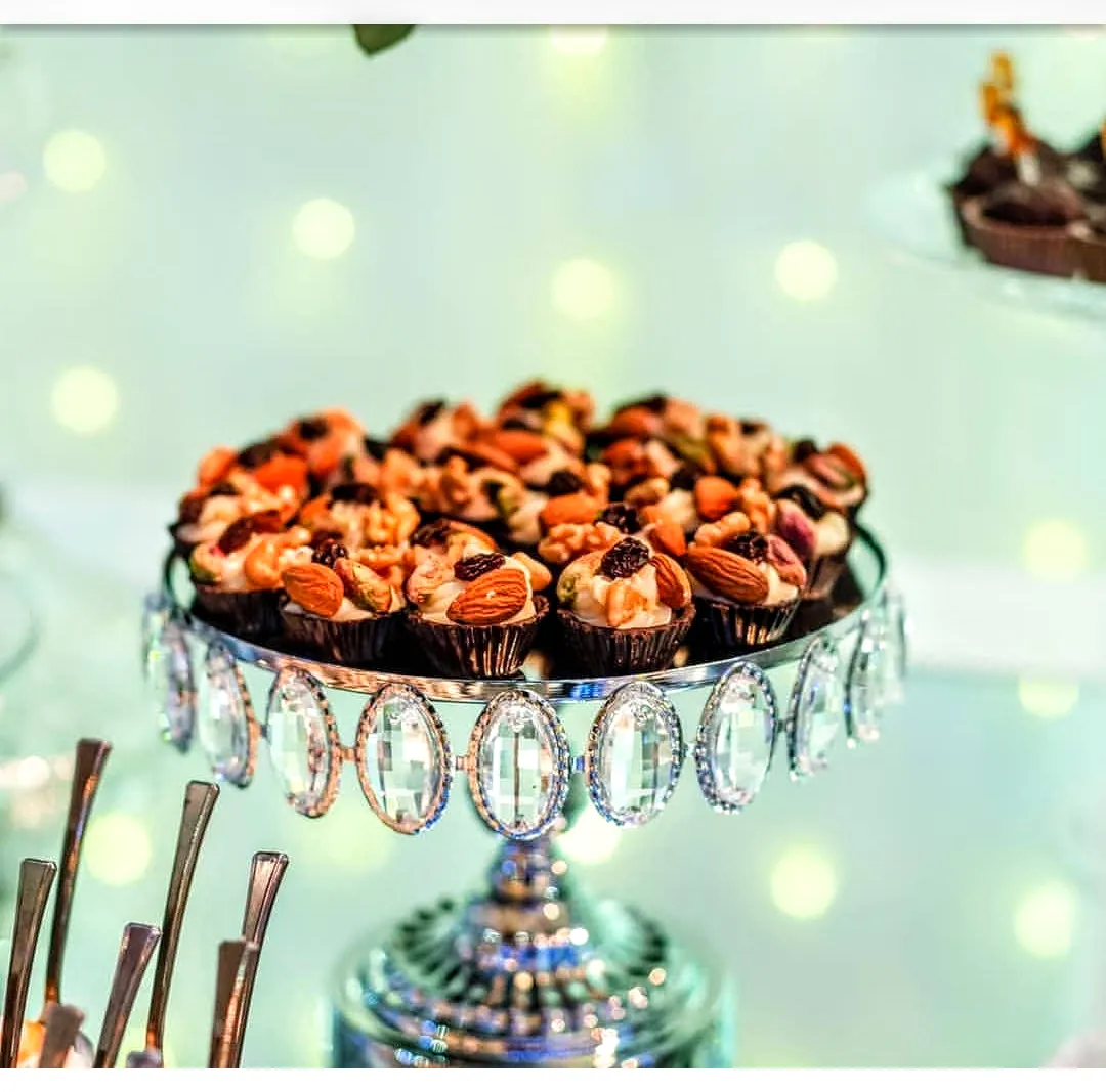 PIE DE TORTA  PLATA DIAMANTE DIAM 20 CM  (CP005)