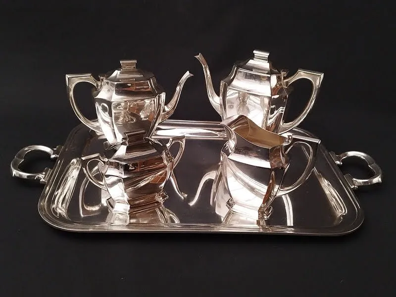 JUEGO DE TE PLATA TOLEDO  - 5 PZAS - BANDEJA 55 X 40 CM