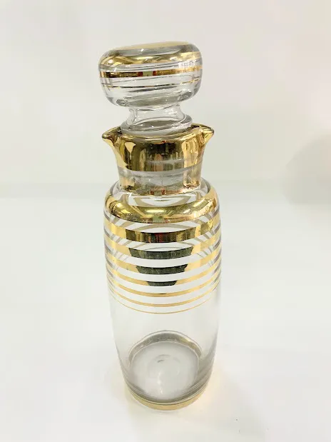 BOTELLON COCTELERA CRISTAL RAYAS  ORO " BC3"