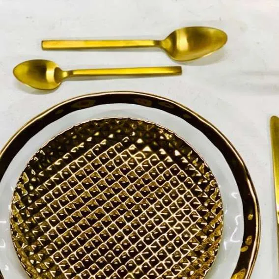 CUCHARA DE POSTRE  DORADO SATIN  17 CM