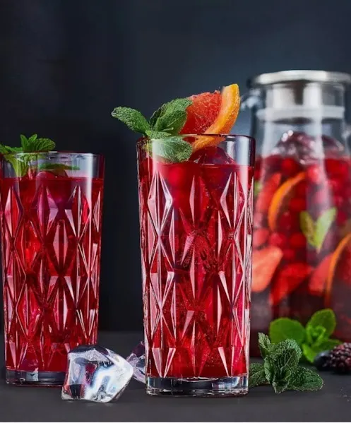 VASO TRAGO LARGO VIDRIO TALLADO " ROMBOS"  - Boca 7 x 15 cm Alto.