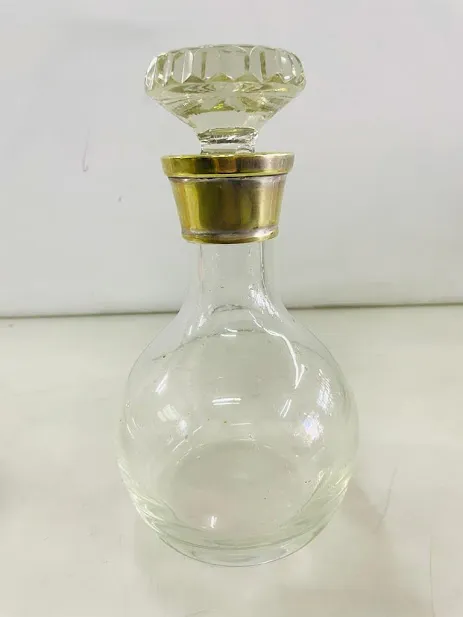 BOTELLON CRISTAL LISO CON VIROLA METAL - 23 CM BCL6