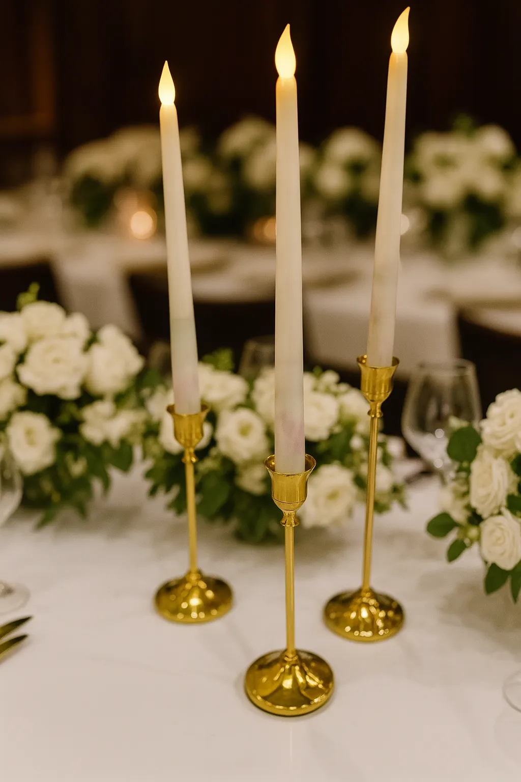 CANDELABRO ORO  1 VELA  "GLAM"   - 23-19 -17 CM ALT.