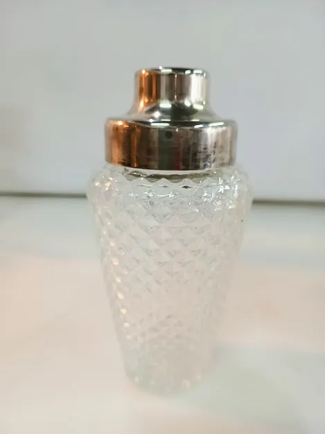 COCTELERA CRISTAL PUNTA DIAMANTE  TAPA DE PLATA  "CCTP01"