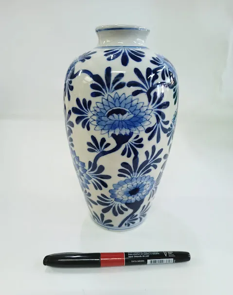 JARRON PORCELANA AZUL Y BLANCO IMPERIAL CHINA ALT. 22CM