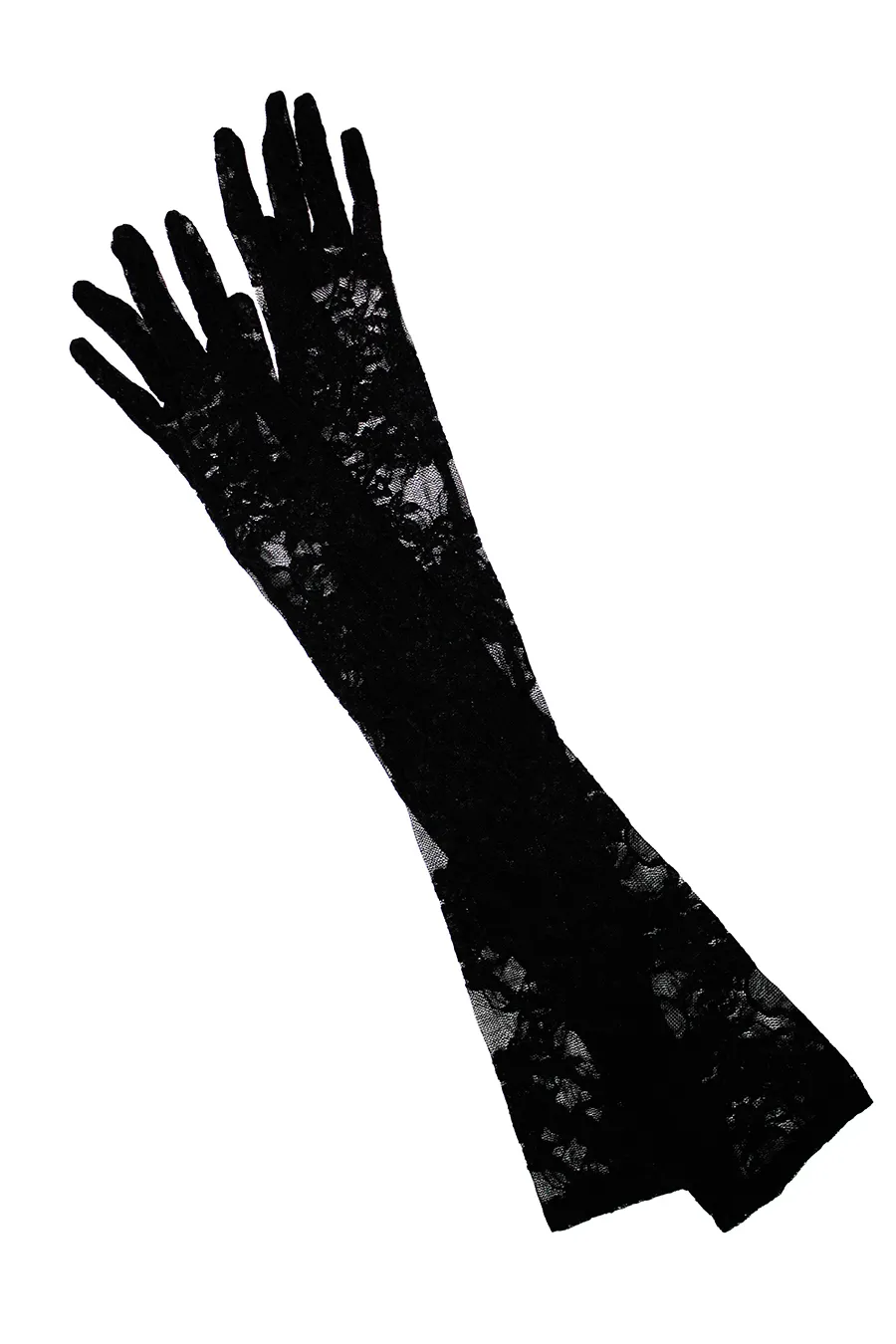 PAR GUANTES ENCAJE NEGRO LARGO