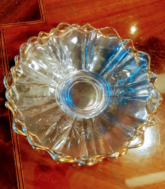 PLATITOS DE CRISTAL BORDE ORO