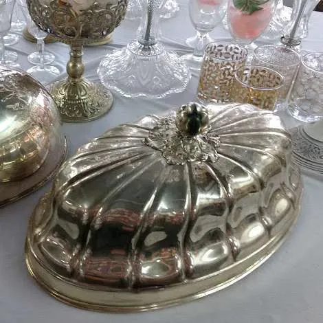 CAMPANA OVAL  PLATA LABRADA SHIFFIELD " CPS 02"  Med.42 x 25  x 15 CM alt.