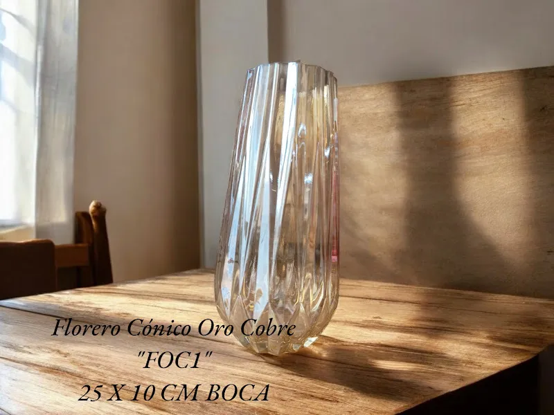 FLORERO ORO COBRE CONICO - " FOC1"  25 X 10 CM boca