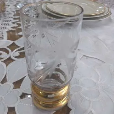 Vasos Antiguos Oro Base  Chico Hojas 