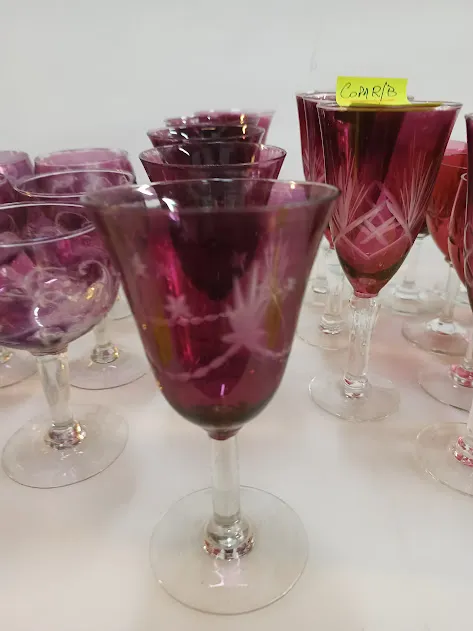 COPA CRISTAL ROJA/ BORDO "C" ALT 14 X 8 cm