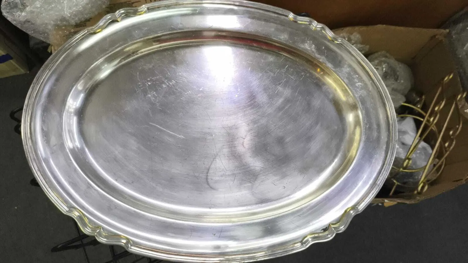 BANDEJA  PLATA ANTIQUE OVAL "BPAO46"  Med: 46 X 34 CM 