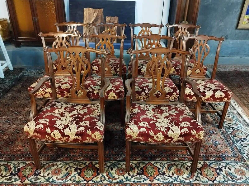 SILLAS DE SALA ESTILO INGLES "ELIZABETH"  TAPIZADO BROCATTO