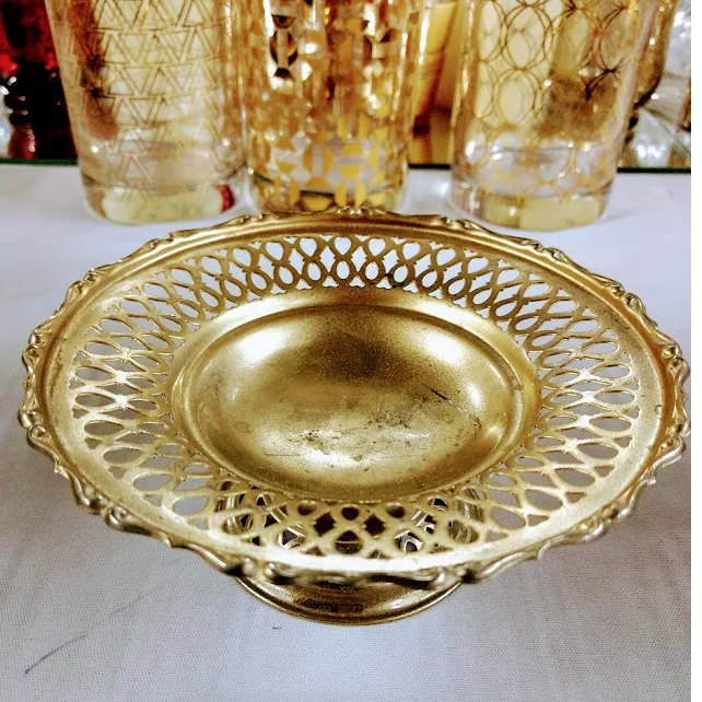  ALZADA MINI  "A7"   CALADA METAL ORO CON PIE  - diam.14 X6 CM (CS031)