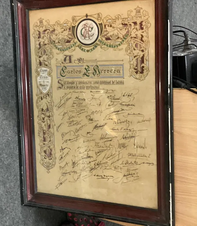 CUADRO DIPLOMA ANTIGUO CON FIRMAS 