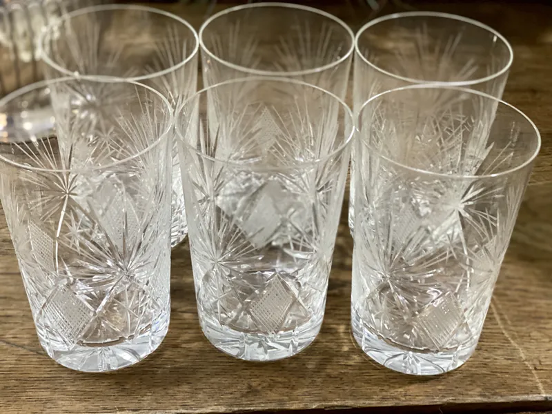 VASOS   TRAGO LARGO  CRISTAL TALLADO 