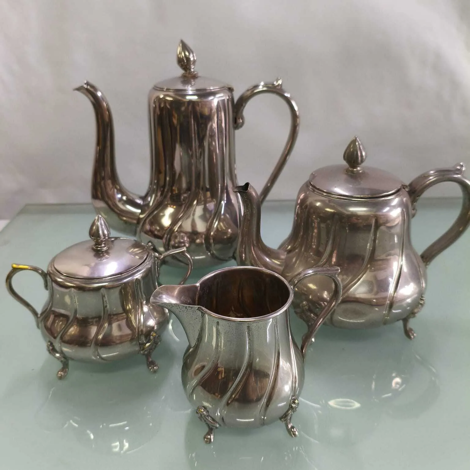 JUEGO  DE SERVIR DE  PLATA ANTIQUE 4 PIEZAS "JSPAR"