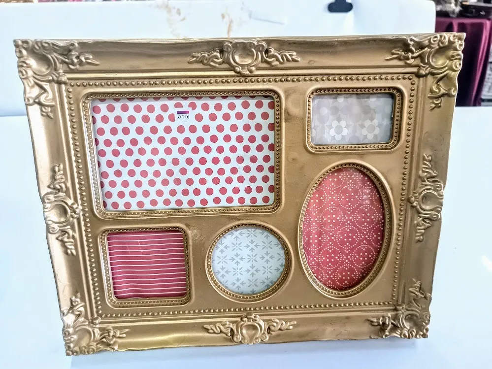 PORTA RETRATO DORADO COLLAGE X 5 FOTOS "PRC" 32 X 25.5 CM