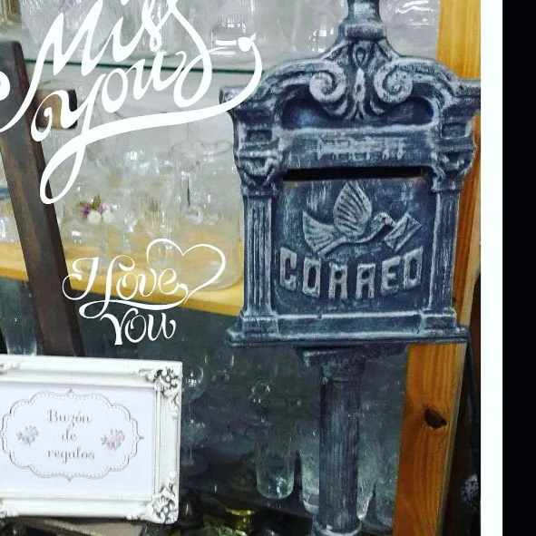 BUZON  CORREO VINTAGE AZUL CON / SIN PIE 