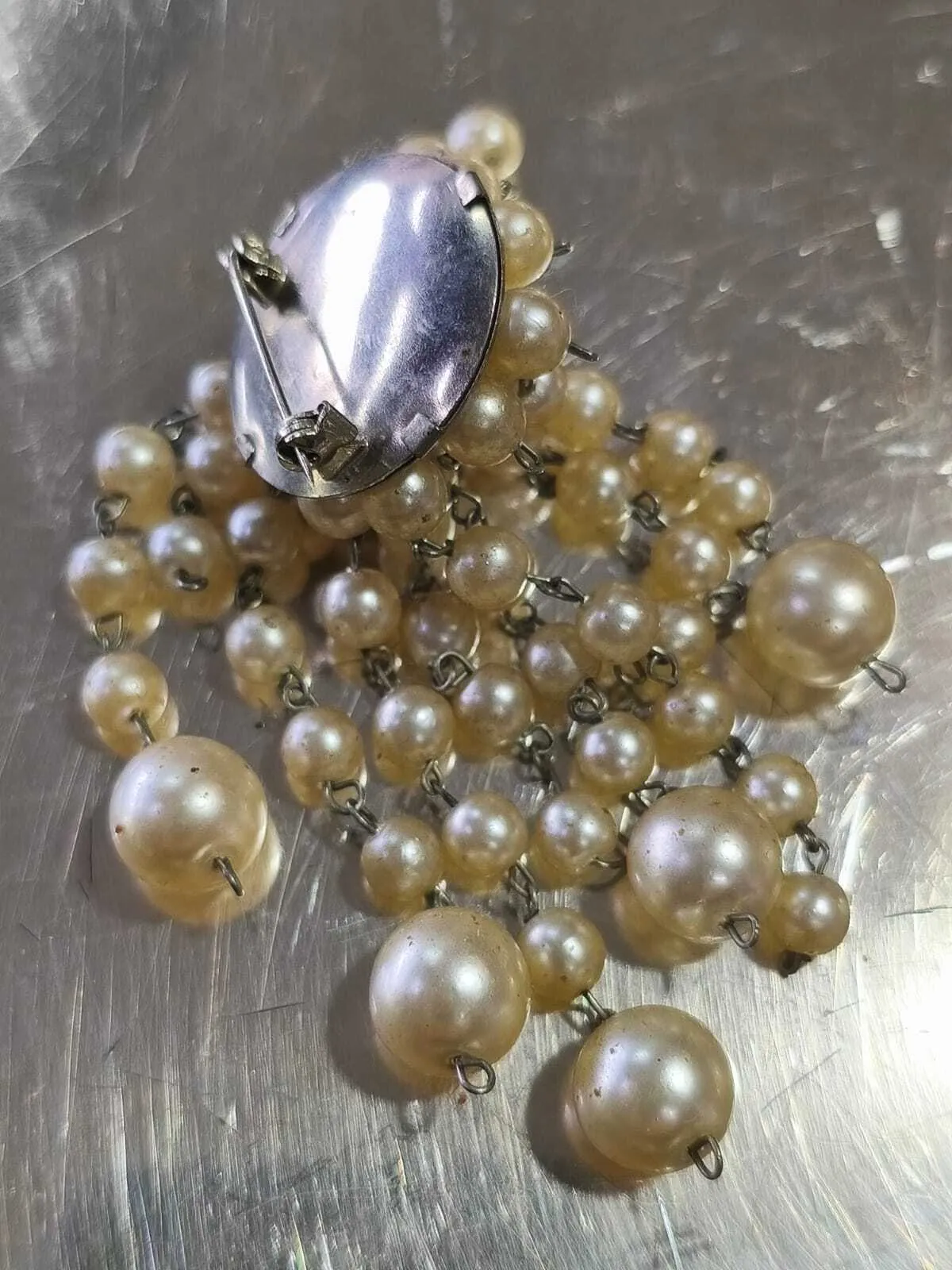 BROCHE DE PERLA ANTIQUE  7 CM